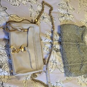 Rebecca Minkoff Cream Crossbody Bag with Gold Chain